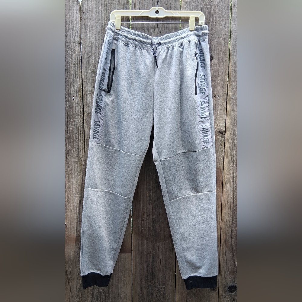 Salvage Gray Joggers with Distressed Detailing